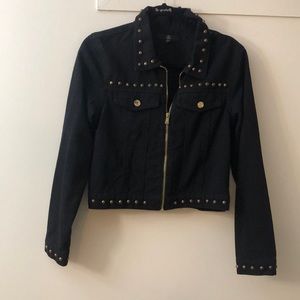 Missguided Black Studded Denim Jacket